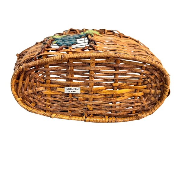 Rustic Wine Bottle Basket Caddy Woven Rattan Metal Grapevine Home Kitchen Decor - Picture 6 of 15